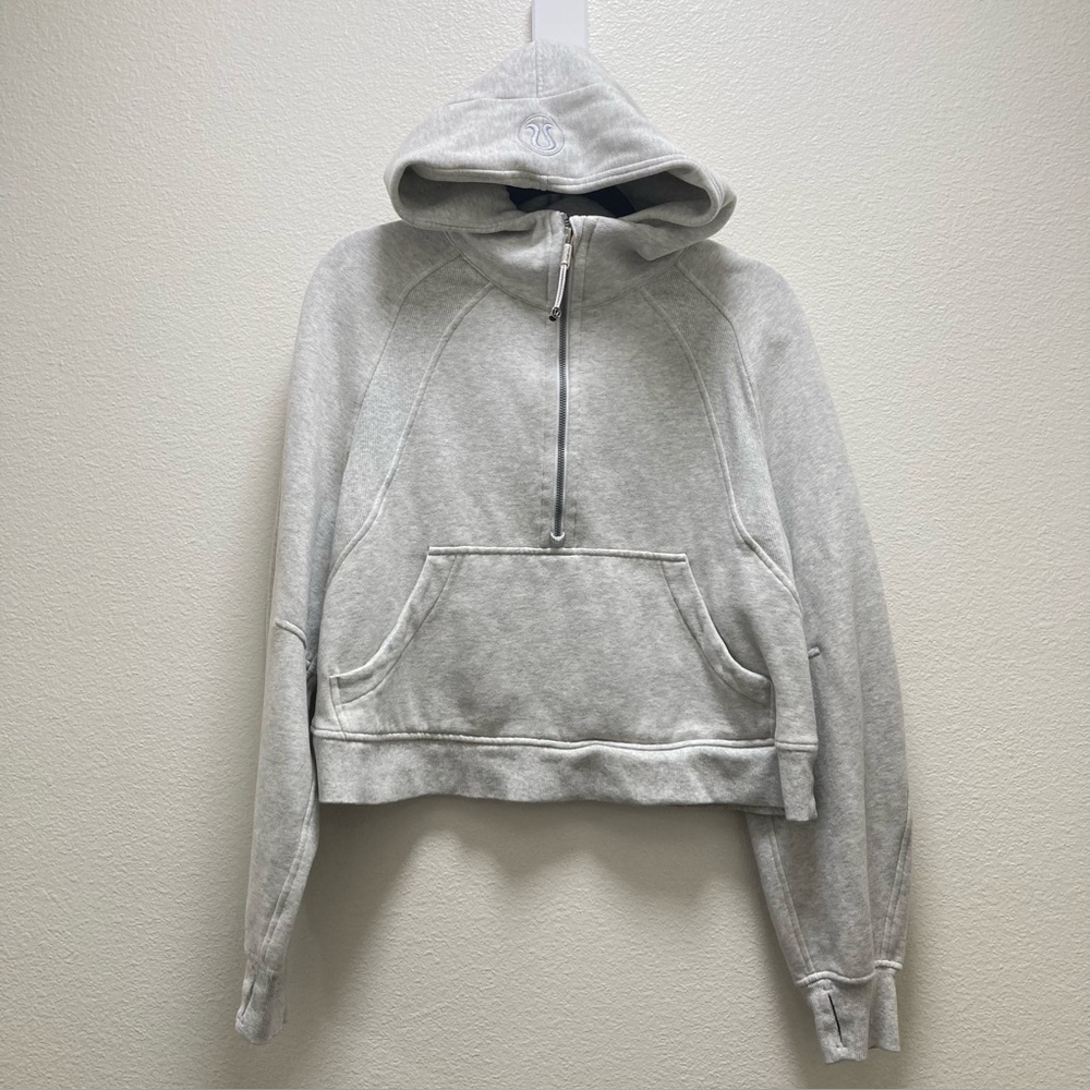 Lululemon scuba oversized half zipped hoodie light gray chunky size M/L cropped